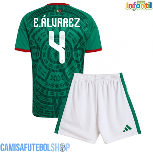 Camisa de time de futebol México Edson Alvarez #4 Replicas 1º Equipamento Infantil Mundo 2026 Manga Curta (+ Calças curtas)